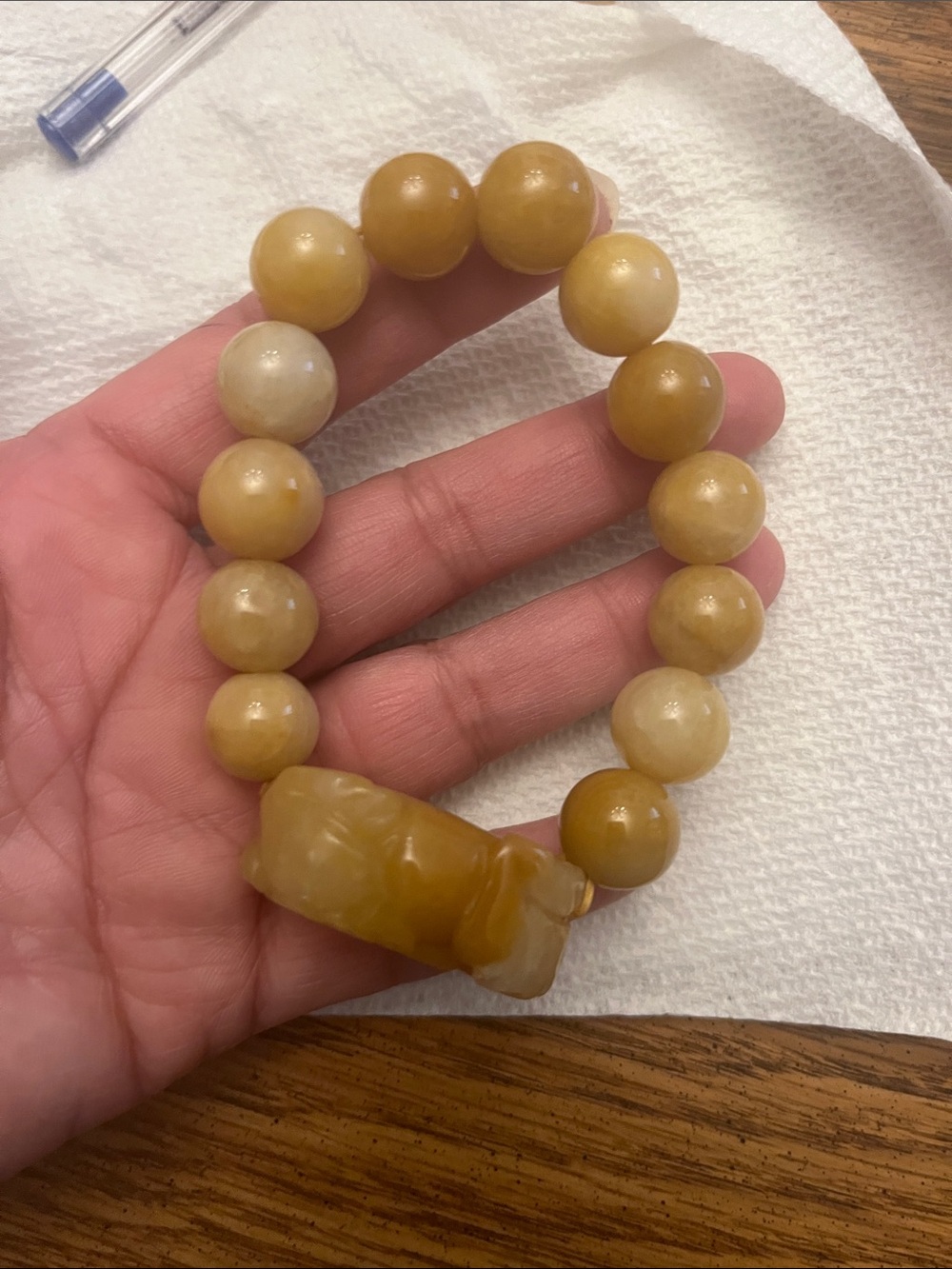 Yellow Amber Bead Stretch Bracelet